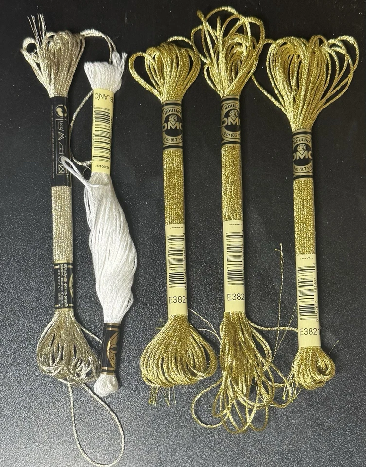 DMC Light Effects Embroidery Floss 8.7 Yards- Gold , White, White Gold, 5 Piece - Image 1 of 1