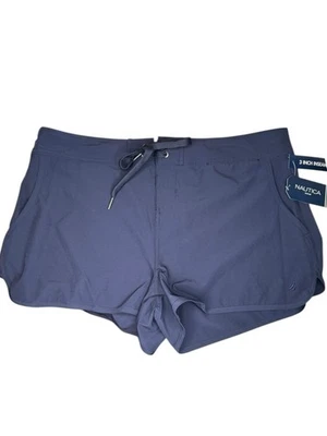 Nautica NEW Womens Board Shorts Navy Blue Swim 3” inseam Size Large Pockets - Image 1 of 4