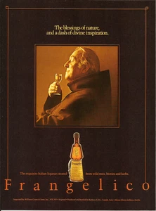 Licor italiano Frangelico 1984 inspiración divina anuncio impreso vintage - Imagen 1 de 1