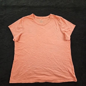 Time & Tru Oramge Short Sleeve Cotton Blend T-Shirt Women's L - Picture 1 of 7