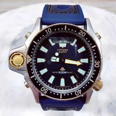 Reloj Citizen Diver Aqualand de Colección para Hombres Estuche Negro 50mm Esfera Negra C023 Funcionamiento Foto 1 de 4