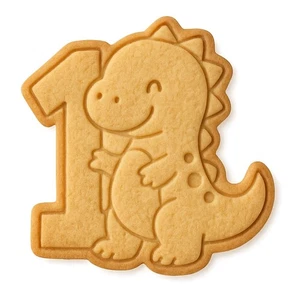 Dinosaur Birthday Cookie Cutter & Stamp 4x3.2" for Baking & Fondant Clay Gifts - Picture 1 of 6