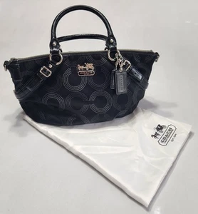 Coach Madison Vintage L1082 15935 Black Dotted Satchel Handbag Purse & Dust Bug - Picture 1 of 11