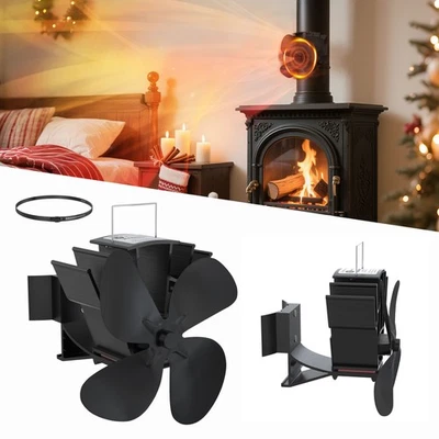 MARKENLOS Stromloser Ofen Ventilator Stove Fan Holzofen 4 Flügel Holzöfen Ofenventilator