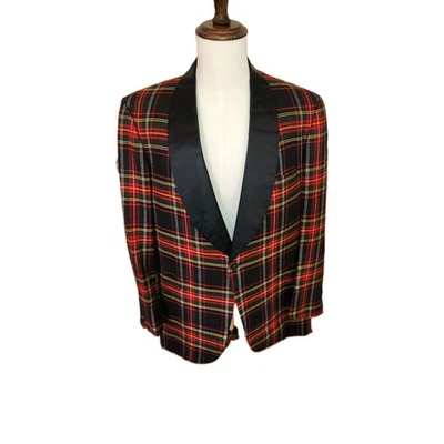 Brooks Brothers Tartán Cuadros Chaqueta de Cena Esmoquin Mantón de Navidad Vacaciones 44L 44 Foto 1 de 4