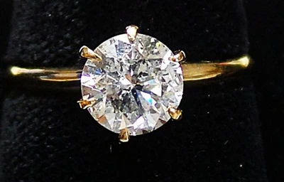 ЖЕНСКОЕ ЗОЛОТОЕ КОЛЬЦО SOLITARE 14 КАРАТ С КРУГЛЫМ БРИЛЛИАНТОМ - Изображение 1 из 4