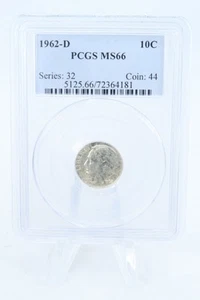 1962-D PCGS MS66 Roosevelt Dime Business Strike 10C - Picture 1 of 2