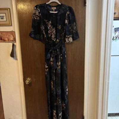 Mono Kachel Anthropologie azul floral pierna ancha mezcla seda evangeline satinado 6 Foto 1 de 4