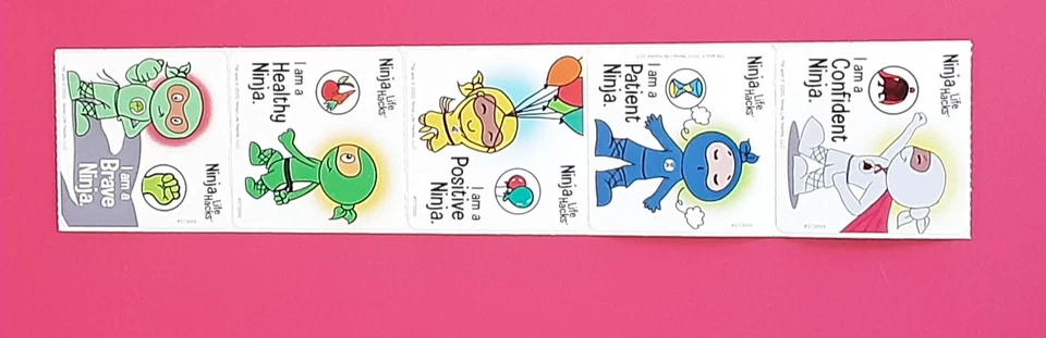 5 Ninja LIfe Hacks Stickers, 2.5" x 2.5" each, Party Favors - Image 1 of 1