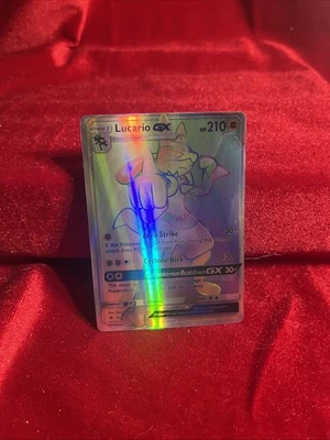 Lucario GX ( Full Art ) Rainbow Rare, 2018: Forbidden Light, 135/131[damage) - Image 1 of 2