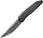 We Knife Cybernetic Ltd Black Etched Titanium Folding Damasteel Knife New