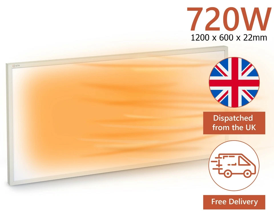 KIASA - 720W Infrared Electric Heating Panel - Wall or Ceiling Heater - IP65 - Image 1 of 4