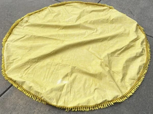 Vintage yellow Vinyl Round Table Cloth W/ Fringe 68” - Picture 1 of 4