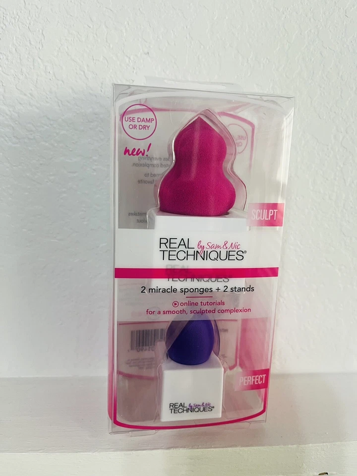 Juego de 2 esponjas de maquillaje cosmético Real Techniques con soportes Foto 1 de 1