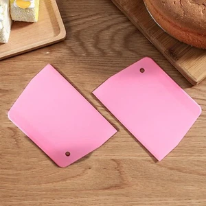 Pink Plastic Dough Scraper Knife  Smooth Cake Pastry Spatula Baking Kitchen Tool - Picture 1 of 1