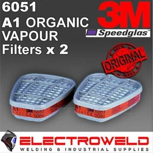 2 x Cartuchos de filtro 3M 6051 A1 metileno, fibra de vidrio, pegamento, respirador de moldes - Imagen 1 de 10
