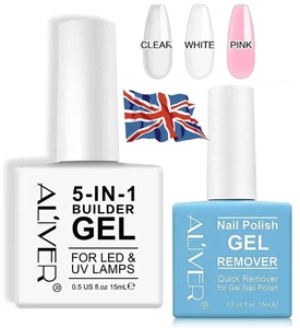 ALIVER 5 in 1 Nail Extension Builder Gel & Quick Burst Gel Remover Polish UV/LED