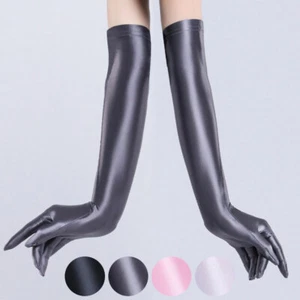 Women's Satin Glossy Long Gloves Opera Wedding Bridal Evening Party Prom Costume - Picture 1 of 15