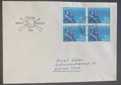 1959 Schweiz Switzerland First Day Cover FDC To Zurich Boys Shoots Cancel 1 - Image 1 of 2