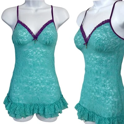 Vestido de renda tamanho pequeno Y2K Victoria’s Secret lingerie sexy fofo retrô - Imagem 1 de 4