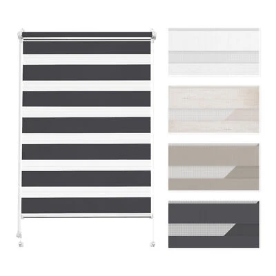 Doppelrollo ohne Bohren Zebrarollo Fensterrollo Tag und Nacht   - Bild 1 von 4