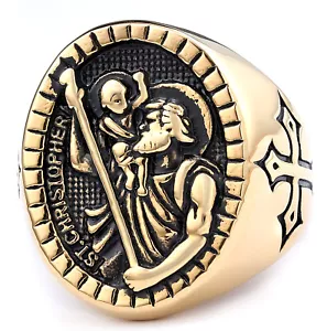 Punk Cross ring Stainless Steel Ring Men's Engraved Ring Birthday Gift - Picture 1 of 7