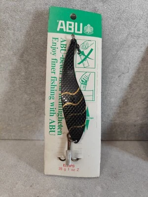 CARDED VINTAGE COLLECTABLE ABU ELLIPS 28g Black Gold Fishing Pike Sea Lure