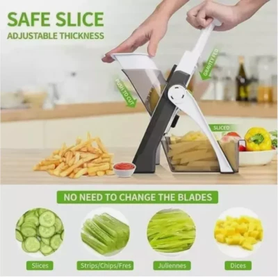 Safe Mandoline Slicer 5 in 1 Vegetable Chopper Food Potato Cutter Adjustable***