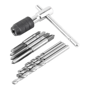 9pcs Hand Screw Tap Kit Set M3/M4/M5/M6 Reamer+Twist Drill Bits+T-Wrench Tool - Picture 1 of 10