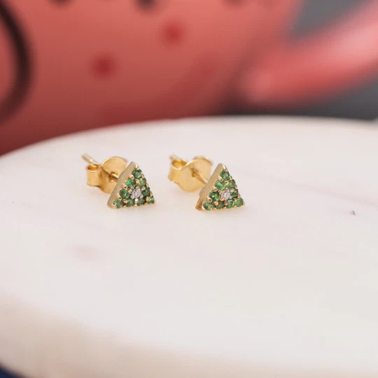 Pendientes de piedras preciosas de diamantes de plata 925 con tachuelas de tsavorita natural regalos de San Valentín  Foto 1 de 2