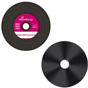 10 x Black Bottom Vinyl look CD-R Non Printable Blank discs CD R 52x 700MB NEW - Afbeelding 1 van 3