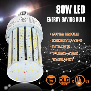 LED Retrofit Corn Light Bulb 80W 6000K 277-480V Workshop High Bay Lights Fixture - Picture 1 of 12