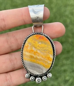 Colgante Navajo Plata Esterlina Amarillo Abejorro Jaspe RY Regalo - Imagen 1 de 12