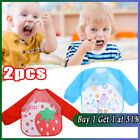 2X Baby Kids Bibs With Full Long Sleeve Baby Toddler Weaning Feeding Apron Smock