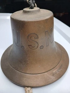 USN Bronze Brass Ship's Bell Maritime with Ringer - Nautical Décor NAVY Military - Picture 1 of 17