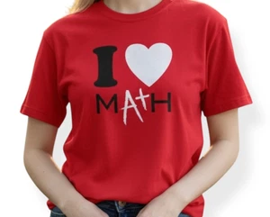 MATHNASIUM I Love Math Red Cotton Port & Company T-Shirt (Youth Medium) - Picture 1 of 6