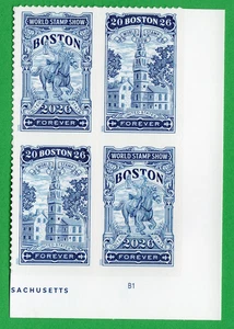 Scott #6030a Boston 2026 World Stamp Expo Plate Block of 4 Forever Stamps - MNH - Picture 1 of 1