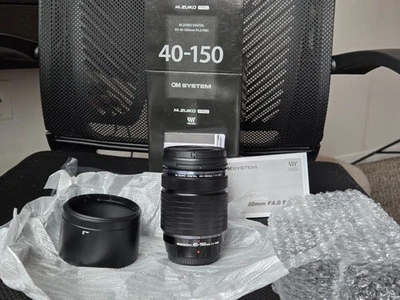 Olympus OM system 40-150mm f/4 PRO Telephoto Lens excellent, in box, accessories - Image 1 of 4