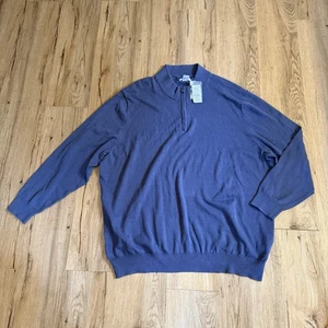 Maglione uomo HB 1/4 zip 3X blu finto collo nuovo con etichetta 100% cotone preppy nonno core - Foto 1 di 10