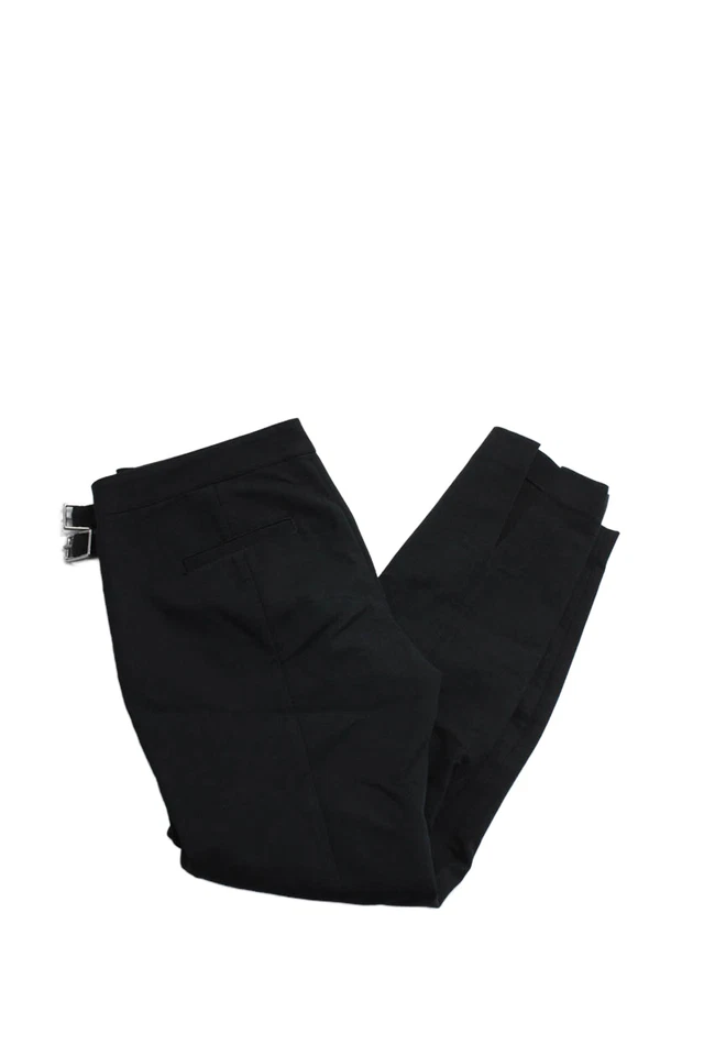Pantalones de vestir Tibi para mujer texturizados plisados forrados con hebilla abertura negros talla 2 Foto 1 de 4