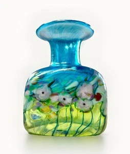 Robert Held Art Glass Signed Hand Blown Bud Vase Red Poppy Flower Millefiori - Picture 1 of 20
