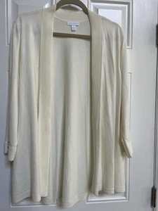 Women's Charter Club Cardigan, Ivory, Size XL, detail on cuff and collar - Picture 1 of 5