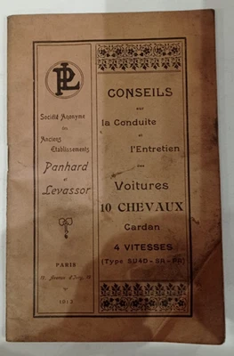 PANHARD LEVASSOR Conseils pour la conduite & l'entretien des voitures 10 CV 1913 - Photo 1/3