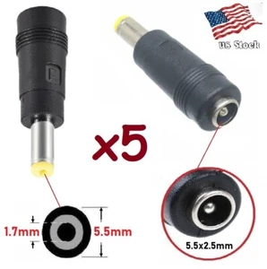 x5 DC Power 5.5x1.7mm Male Plug to 5.5x2.1mm Female Jack Adapter Connector (E) - Picture 1 of 6