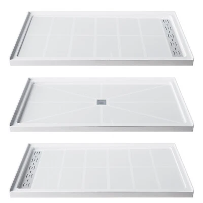 SUNNY SHOWER Base de Ducha 48"x 36" Blanco con Cubierta de Drenaje de Ducha de Acero Inoxidable  Foto 1 de 4