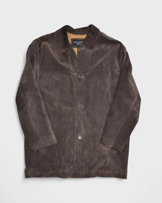 Dockers Jacket Mens L Suede Leather Brown Chore Western Quilt Lined Collared - Image 1 of 4