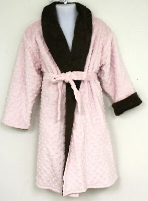 Roupão Bebe Bella Designs Minky Girls reversível rosa marrom macio - Imagem 1 de 4