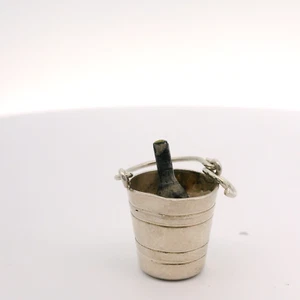 Rare Vintage Sterling Silver Moving Champagne Bottle in a Bucket Charm - Picture 1 of 3