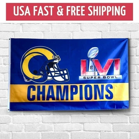 Los Angeles Rams 3x5 ft Flag Super Bowl LVI Champions NFL Football Banner Helmet Cover