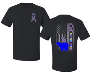 Autism Awareness Uncle Bear Puzzle Autism Ribbon Men's T-Shirt - Picture 1 of 9